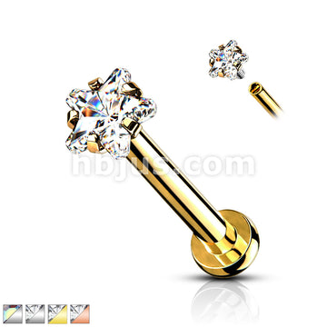 Star CZ Prong Set Top Internally Threaded Micro Base 316L Surgical... - Image 2
