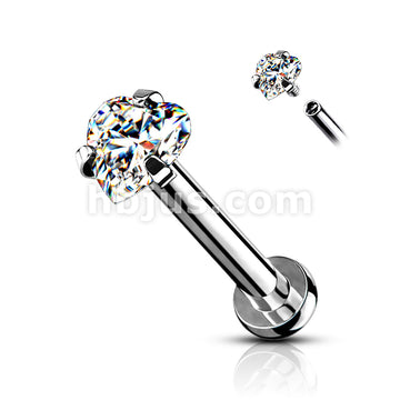 Heart CZ Prong Set Top Internally Threaded Micro Base 316L Surgical... - Image 4