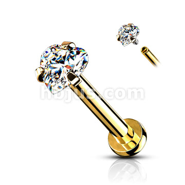 Heart CZ Prong Set Top Internally Threaded Micro Base 316L Surgical... - Image 5