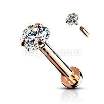 Heart CZ Prong Set Top Internally Threaded Micro Base 316L Surgical... - Image 6