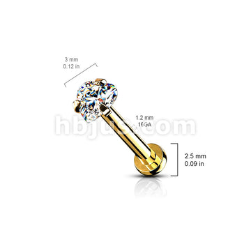 Heart CZ Prong Set Top Internally Threaded Micro Base 316L Surgical... - Image 7