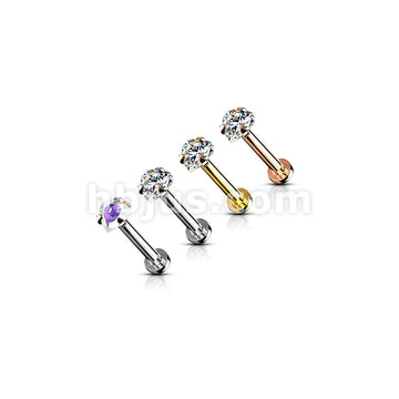 Heart CZ Prong Set Top Internally Threaded Micro Base 316L Surgical... - Image 8