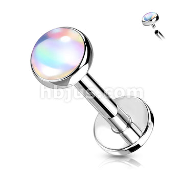 Iridescent Stone Top on Internally Threaded 316L Surgical Steel Flat... - Image 6