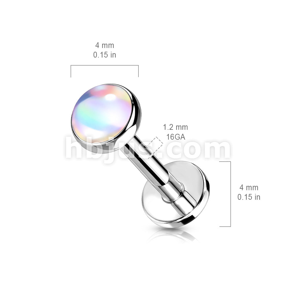 Iridescent Stone Top on Internally Threaded 316L Surgical Steel Flat... - Image 9