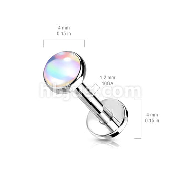 Iridescent Stone Top on Internally Threaded 316L Surgical Steel Flat... - Image 9
