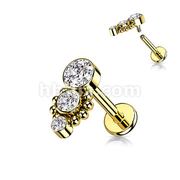 Triple CZ Round Dropdown With Ball Cluster Internally Threaded 316L... - Image 3