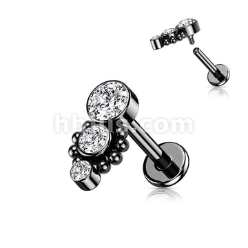 Triple CZ Round Dropdown With Ball Cluster Internally Threaded 316L... - Image 4
