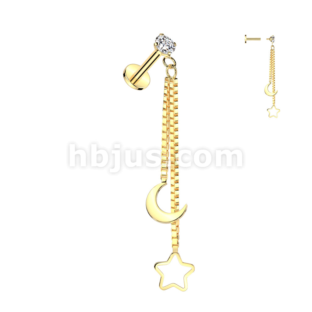 CZ Prong Set Internally Threaded 316L Surgical Steel Labret With... - Image 2