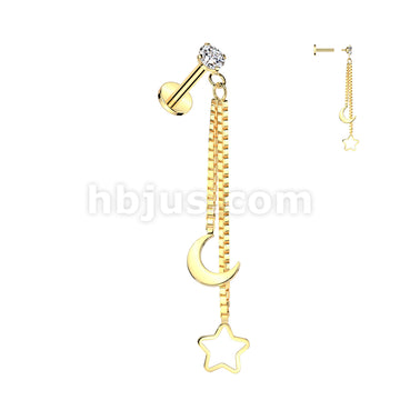 CZ Prong Set Internally Threaded 316L Surgical Steel Labret With... - Image 2
