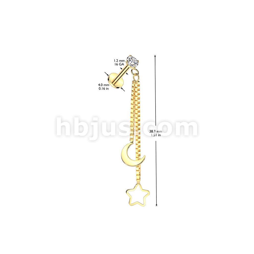 CZ Prong Set Internally Threaded 316L Surgical Steel Labret With... - Image 4