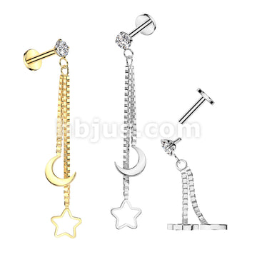 CZ Prong Set Internally Threaded 316L Surgical Steel Labret With...