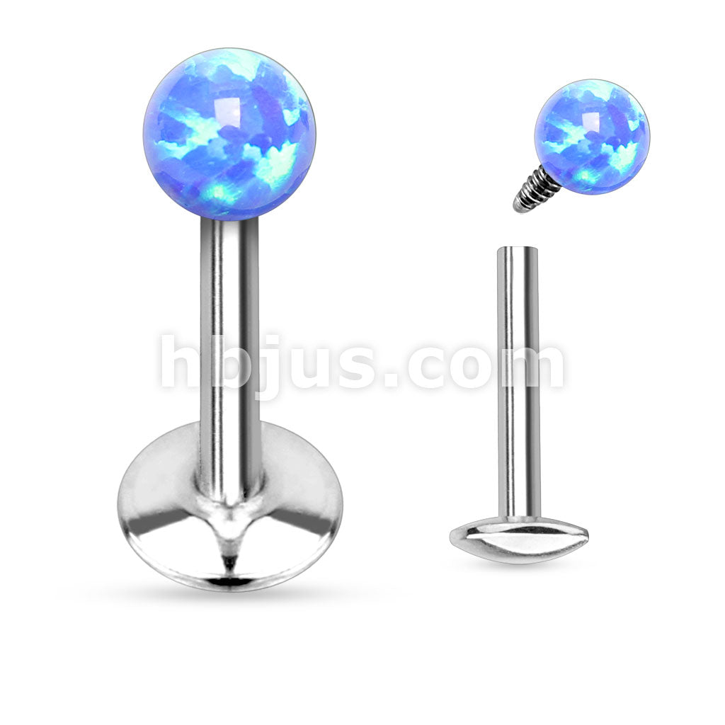Opal Ball Top Internally Threaded 316L Surgical Steel Labret/Monroe - Image 2