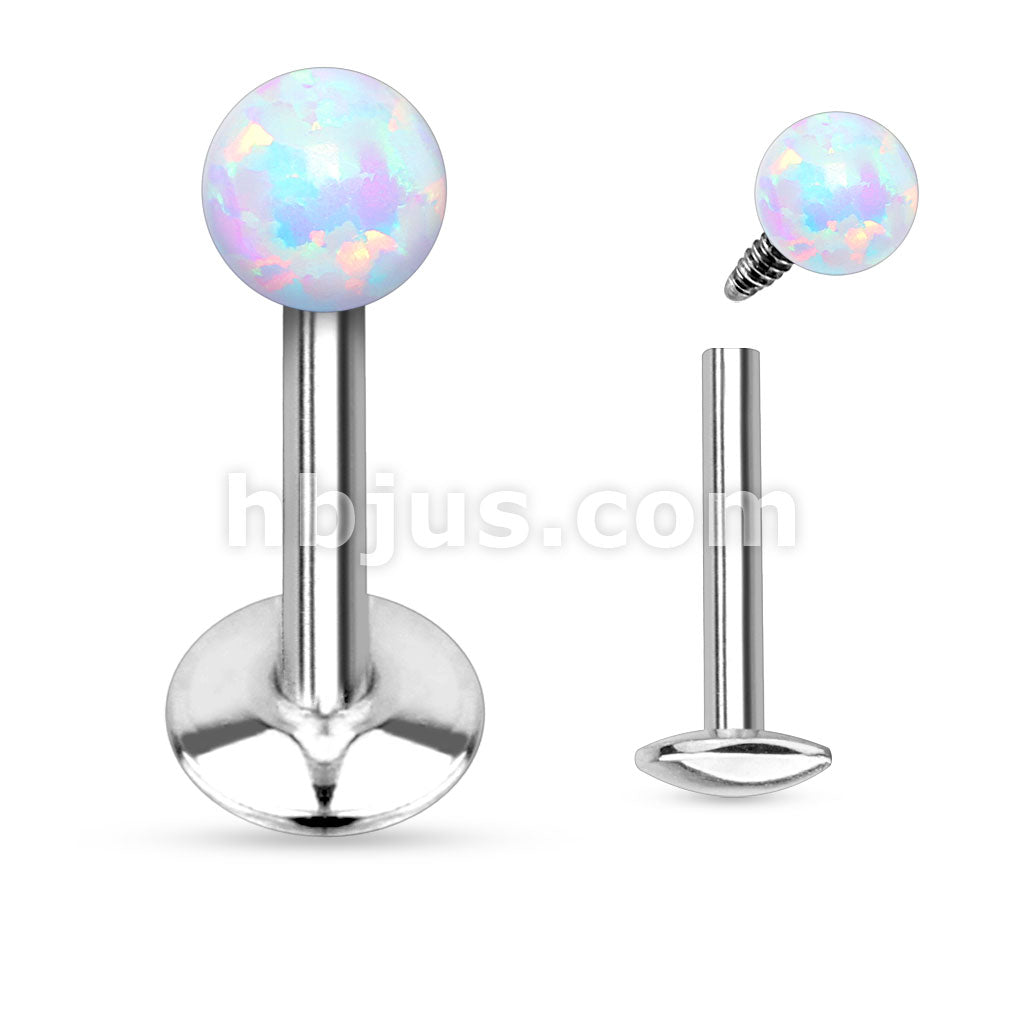 Opal Ball Top Internally Threaded 316L Surgical Steel Labret/Monroe - Image 3