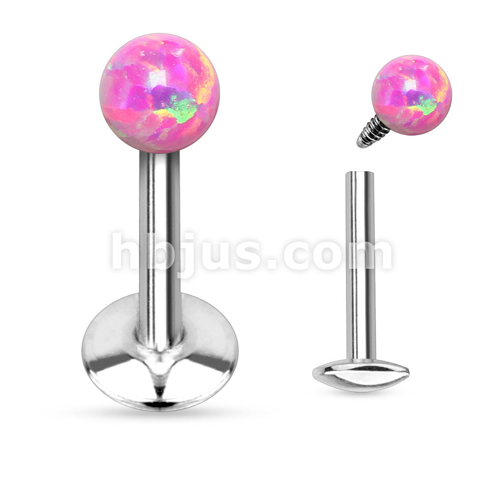 Opal Ball Top Internally Threaded 316L Surgical Steel Labret/Monroe - Image 5