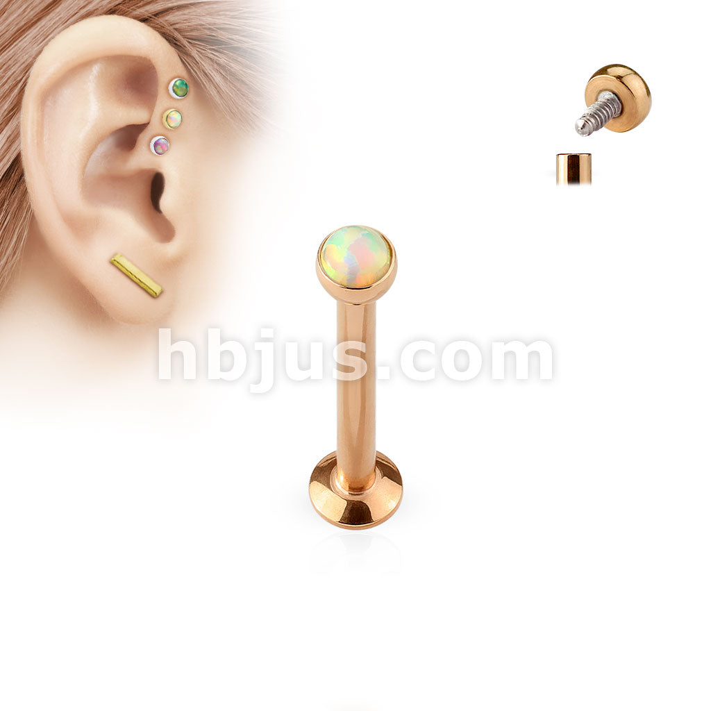 White Opal Set Flat Disc Top IP OverInternally Threaded 316L Surgical... - Image 4