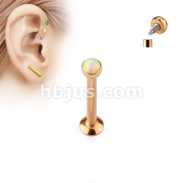 White Opal Set Flat Disc Top IP OverInternally Threaded 316L Surgical... - Image 4