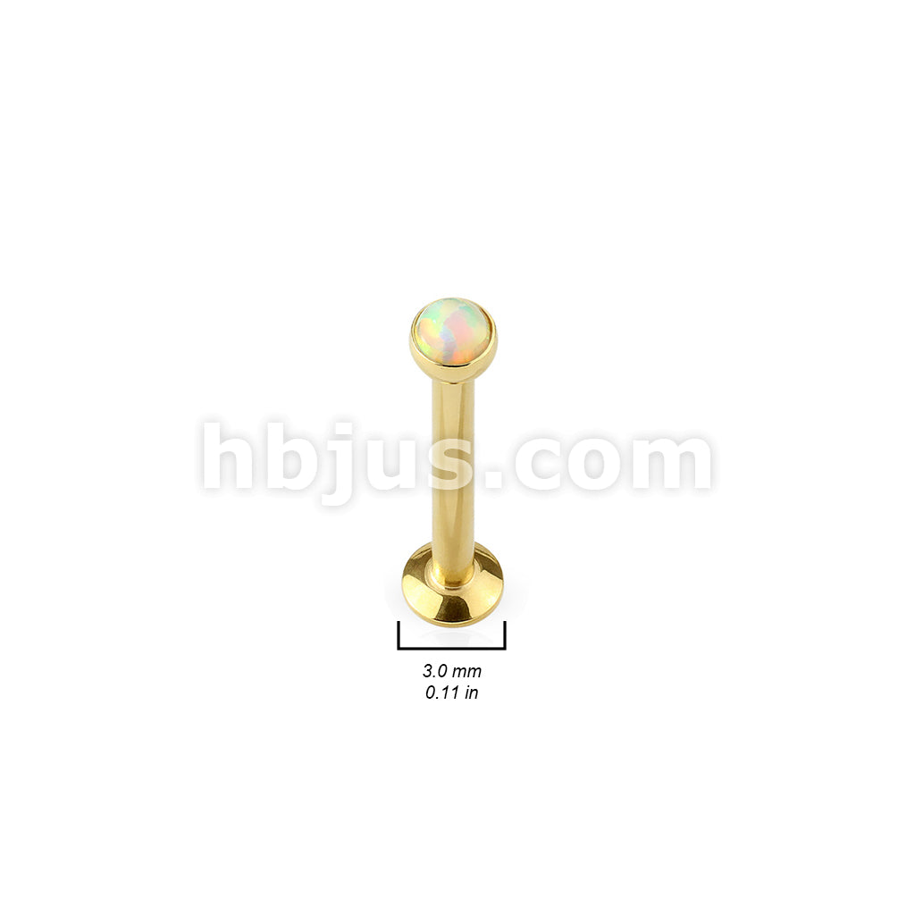 White Opal Set Flat Disc Top IP OverInternally Threaded 316L Surgical... - Image 5