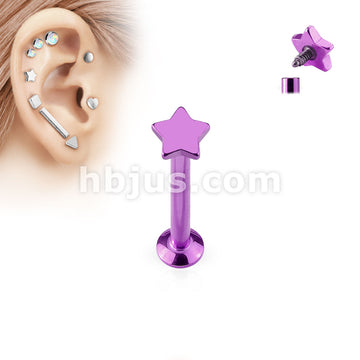 Star Top Internally Threaded 316L Surgical Steel Labret, Monroe,... - Image 2