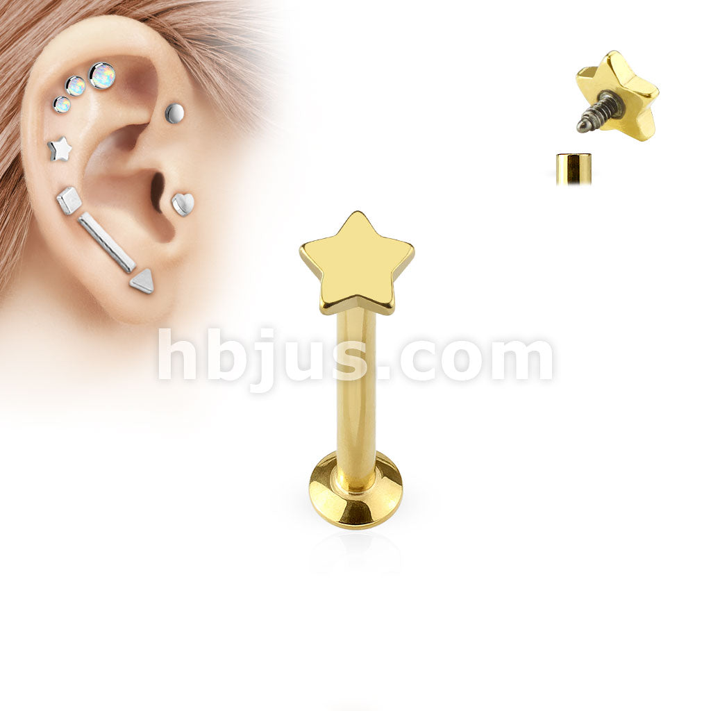 Star Top Internally Threaded 316L Surgical Steel Labret, Monroe,... - Image 3
