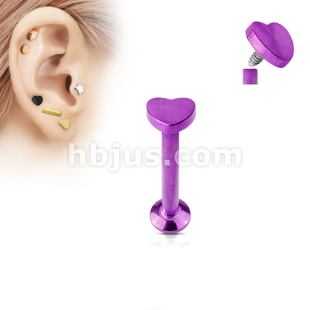 Heart Top Internally Threaded 316L Surgical Steel Labret, Monroe,... - Image 2