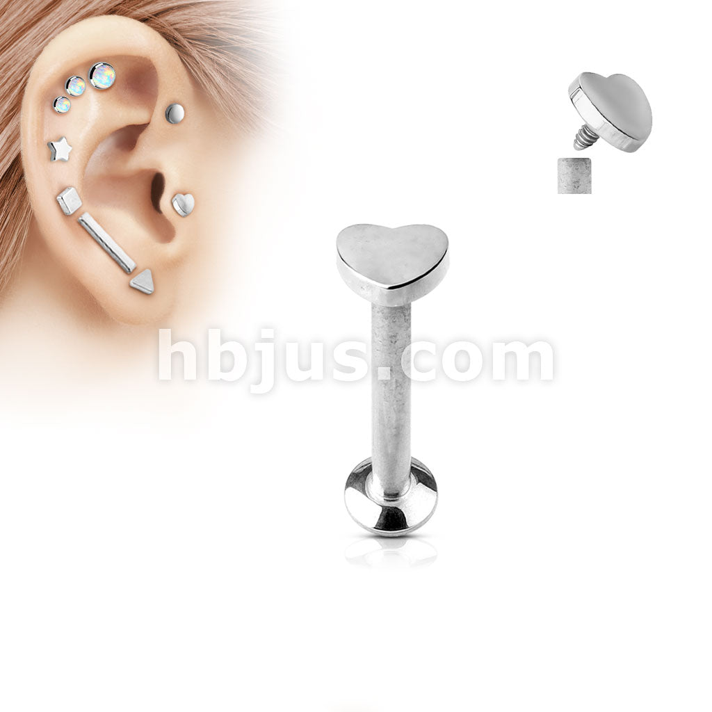 Heart Top Internally Threaded 316L Surgical Steel Labret, Monroe,... - Image 6
