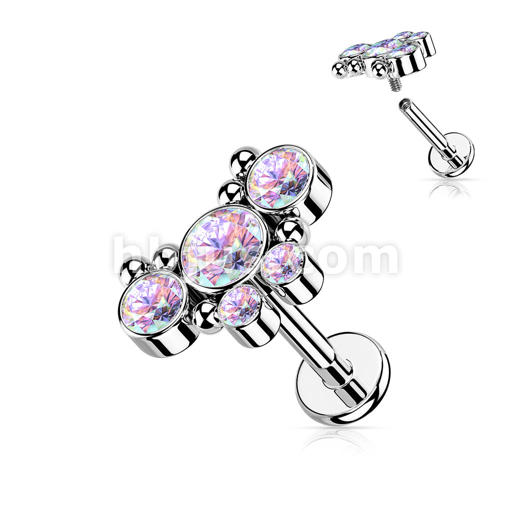 5 CZ Butterfly With Ball Cluster Internally Threaded 316L Surgical... - Image 2
