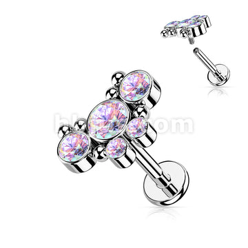 5 CZ Butterfly With Ball Cluster Internally Threaded 316L Surgical... - Image 2