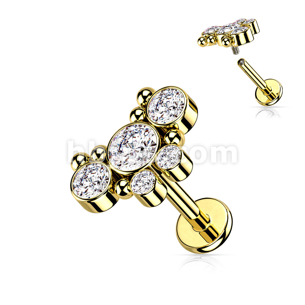 5 CZ Butterfly With Ball Cluster Internally Threaded 316L Surgical... - Image 4