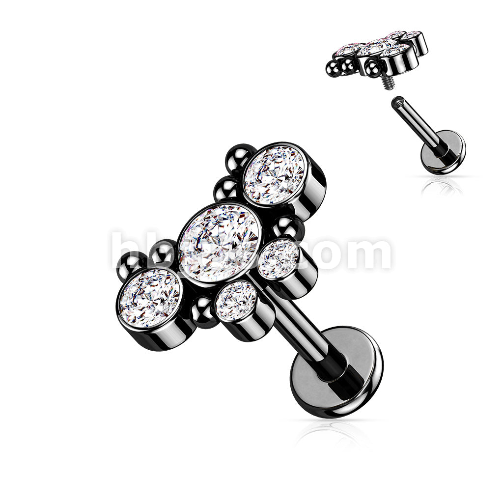 5 CZ Butterfly With Ball Cluster Internally Threaded 316L Surgical... - Image 5
