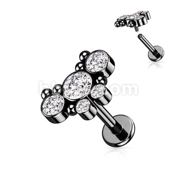 5 CZ Butterfly With Ball Cluster Internally Threaded 316L Surgical... - Image 5