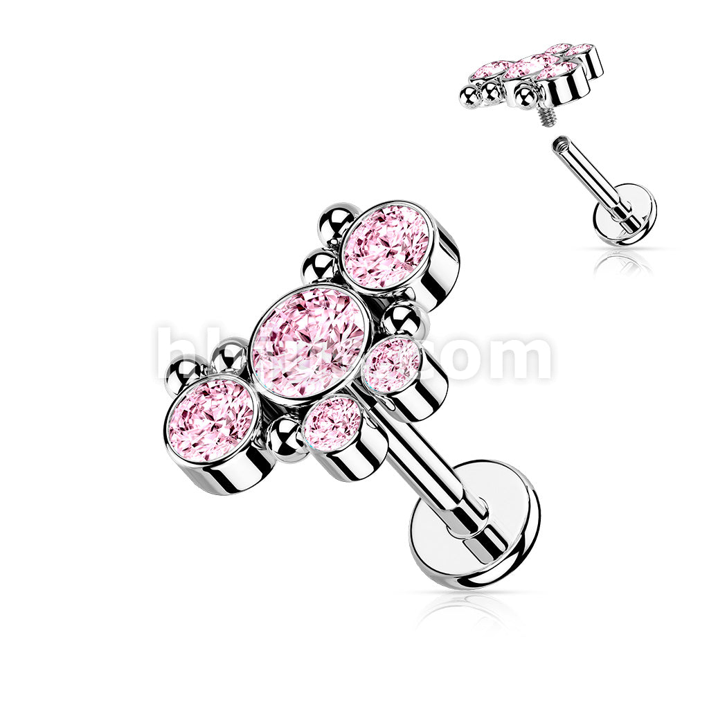 5 CZ Butterfly With Ball Cluster Internally Threaded 316L Surgical... - Image 6