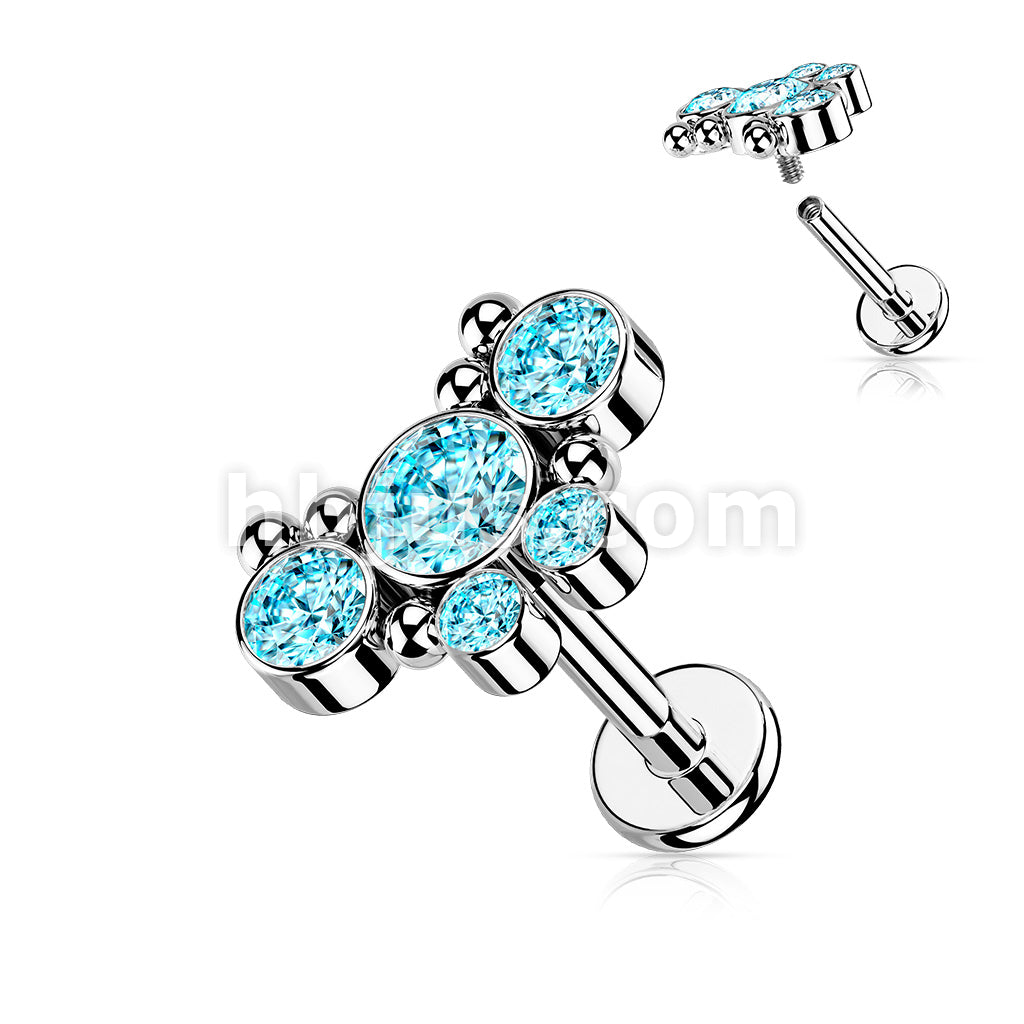 5 CZ Butterfly With Ball Cluster Internally Threaded 316L Surgical... - Image 7