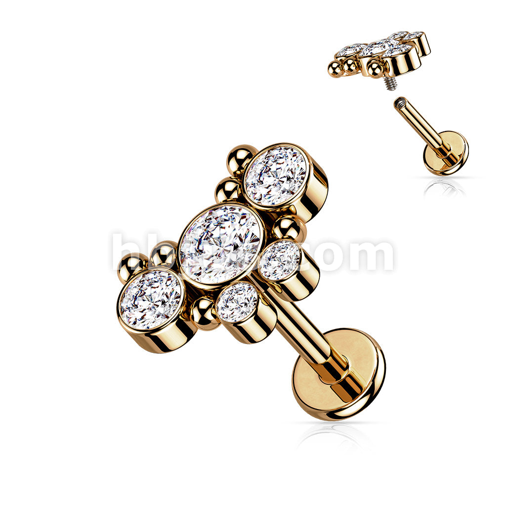 5 CZ Butterfly With Ball Cluster Internally Threaded 316L Surgical... - Image 8