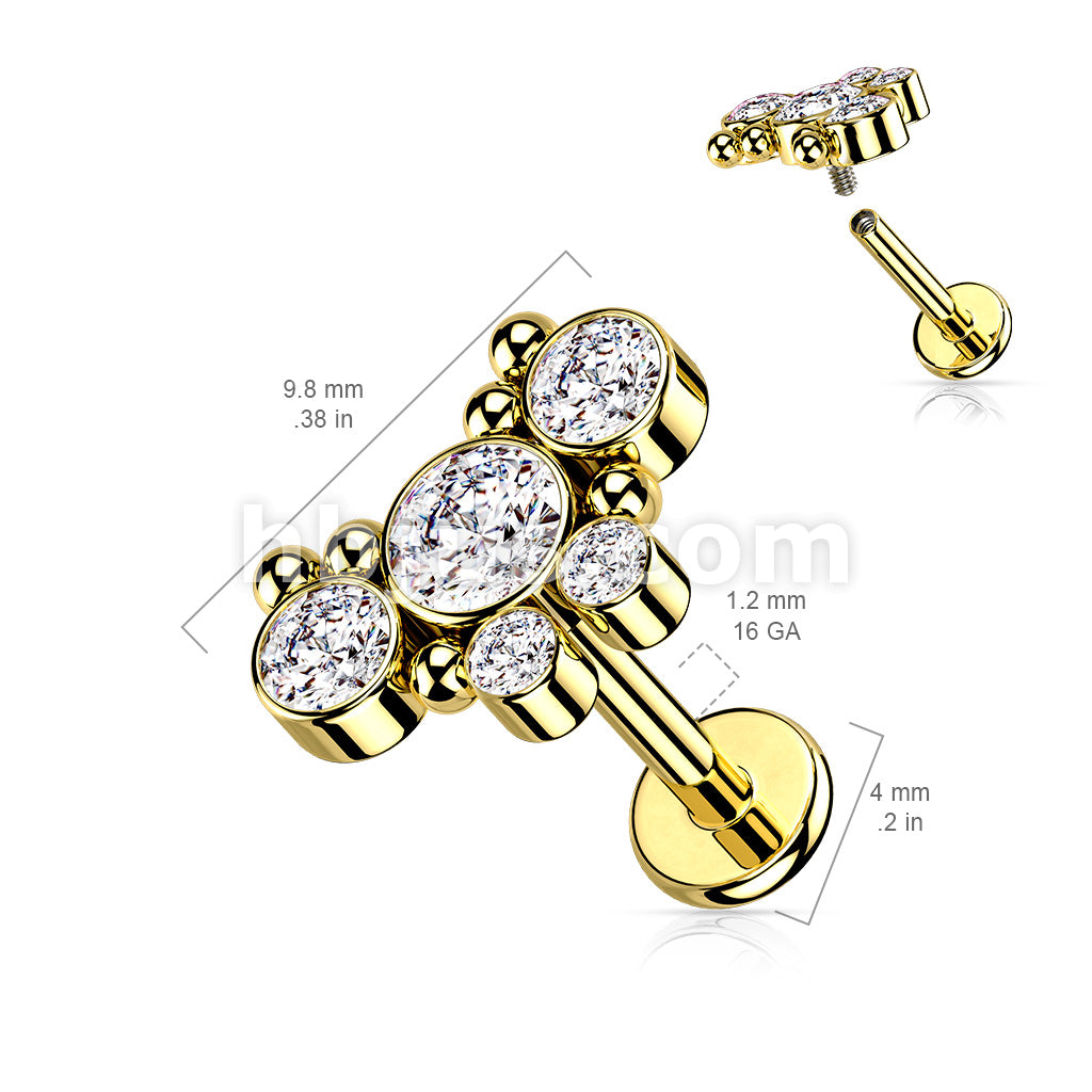 5 CZ Butterfly With Ball Cluster Internally Threaded 316L Surgical... - Image 9