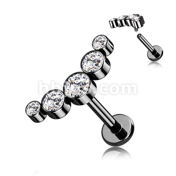 5-Round CZ Bezel Set Curved Internally Threaded 316L Surgical Steel... - Image 5