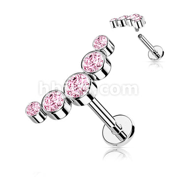 5-Round CZ Bezel Set Curved Internally Threaded 316L Surgical Steel... - Image 6
