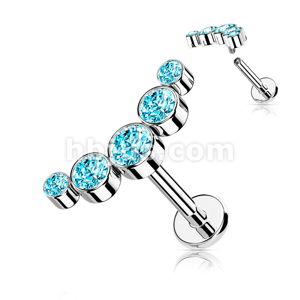 5-Round CZ Bezel Set Curved Internally Threaded 316L Surgical Steel... - Image 7