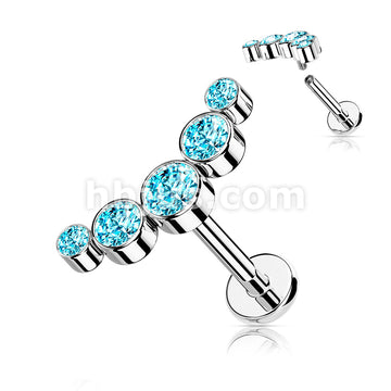 5-Round CZ Bezel Set Curved Internally Threaded 316L Surgical Steel... - Image 7