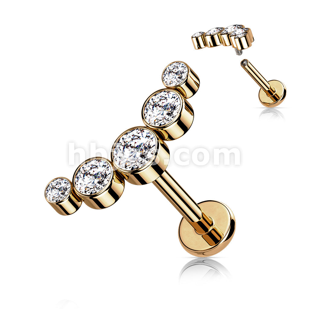 5-Round CZ Bezel Set Curved Internally Threaded 316L Surgical Steel... - Image 8
