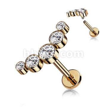 5-Round CZ Bezel Set Curved Internally Threaded 316L Surgical Steel... - Image 8