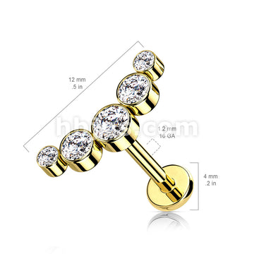 5-Round CZ Bezel Set Curved Internally Threaded 316L Surgical Steel... - Image 9