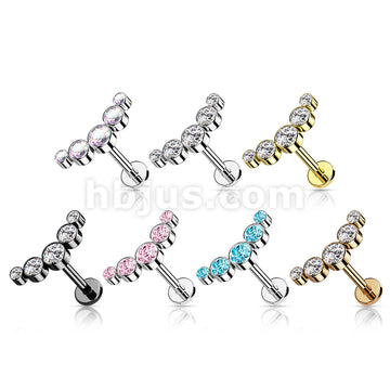 5-Round CZ Bezel Set Curved Internally Threaded 316L Surgical Steel... - Image 10