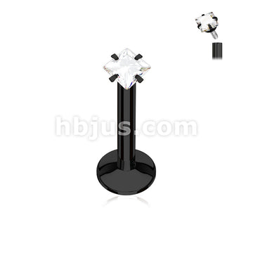316L Surgical Steel Sqaure CZ Prong Set PVD Over All 316L Internally... - Image 3