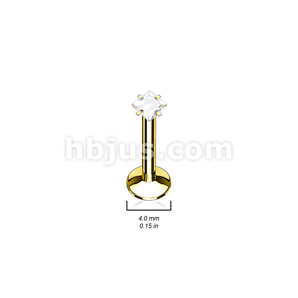 316L Surgical Steel Sqaure CZ Prong Set PVD Over All 316L Internally... - Image 5