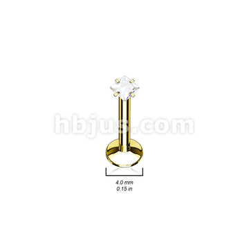 316L Surgical Steel Sqaure CZ Prong Set PVD Over All 316L Internally... - Image 5