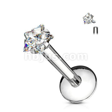 Star Gem Prong Set Labret 316L Surgical Steel Internally Threaded - Image 4