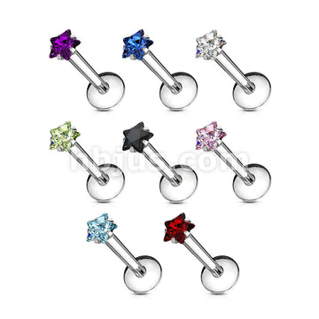 Star Gem Prong Set Labret 316L Surgical Steel Internally Threaded - Image 11