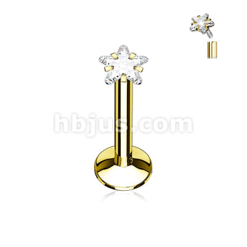 316L Surgical Steel Star CZ Prong Set PVD Over All 316L Internally... - Image 2