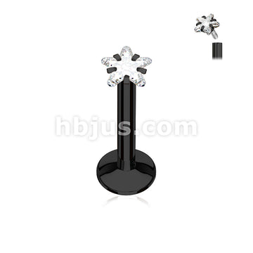 316L Surgical Steel Star CZ Prong Set PVD Over All 316L Internally... - Image 3