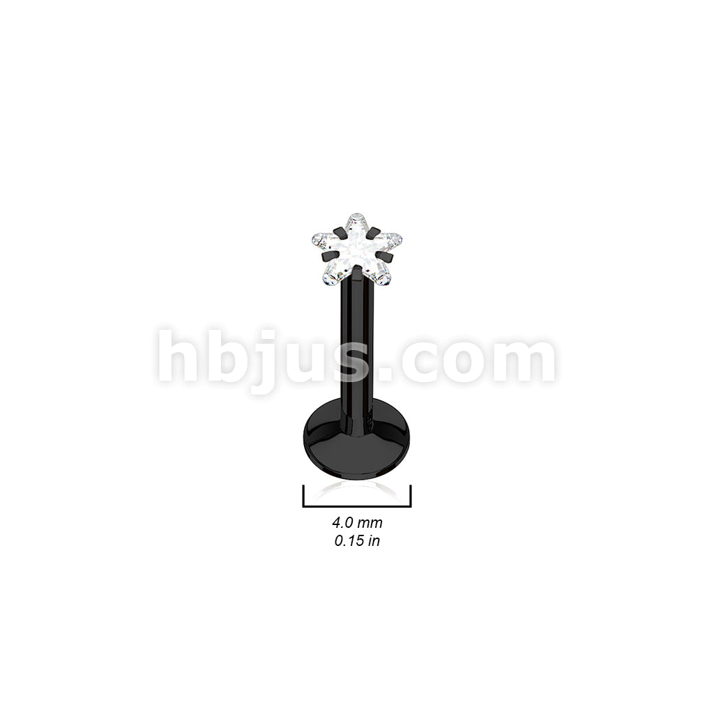 316L Surgical Steel Star CZ Prong Set PVD Over All 316L Internally... - Image 5